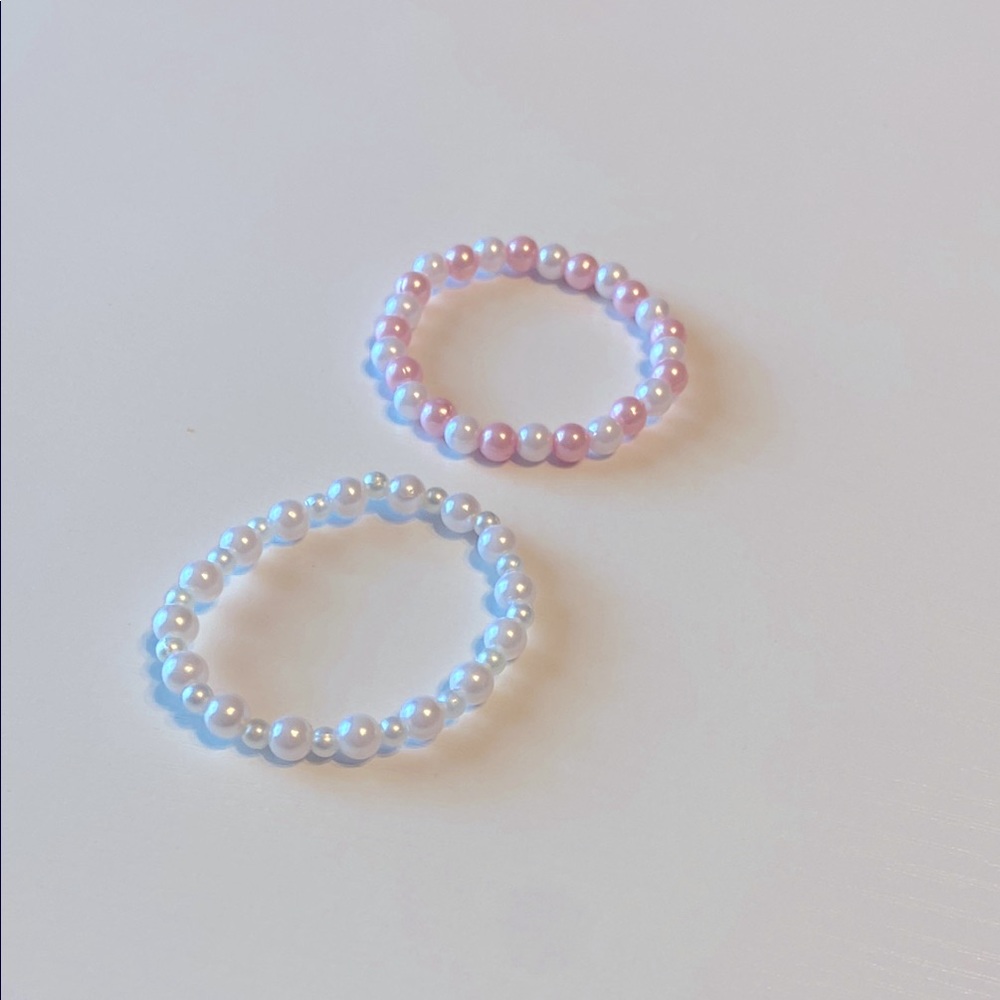 Pink and White Preppy Y2K Pearl Bracelets
